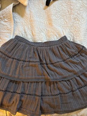 American Eagle Outfitters Gray Tiered Ruffle Mini Skirt